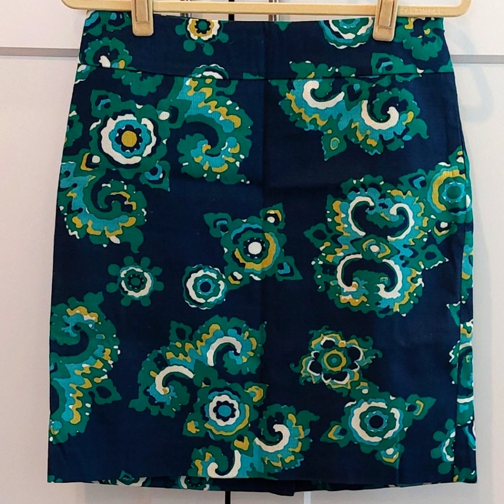 Merona Navy Patterned Pencil Skirt - Size 4